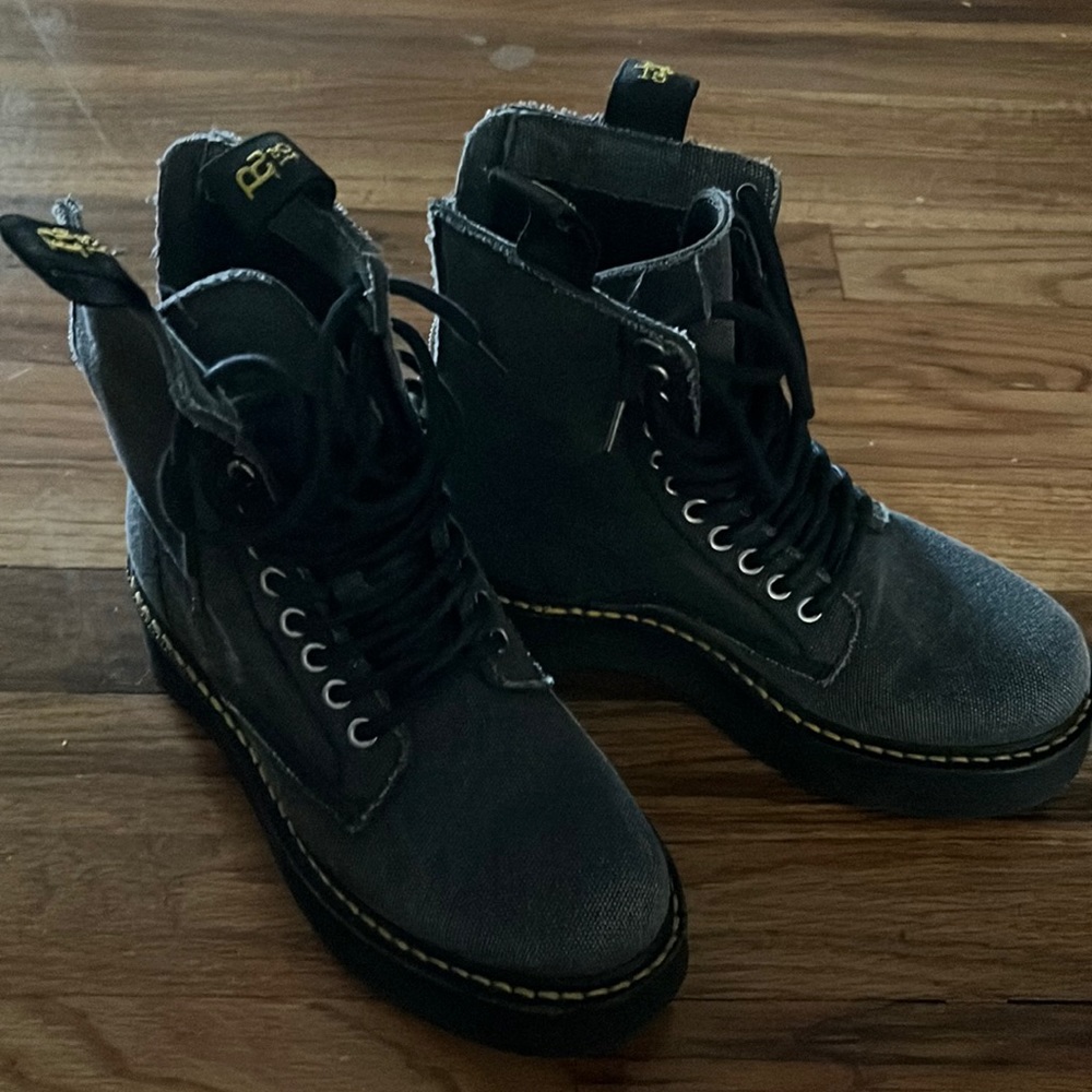 R13 Stack Dark Gray Canvas Platform Sole Lace Up … - image 1